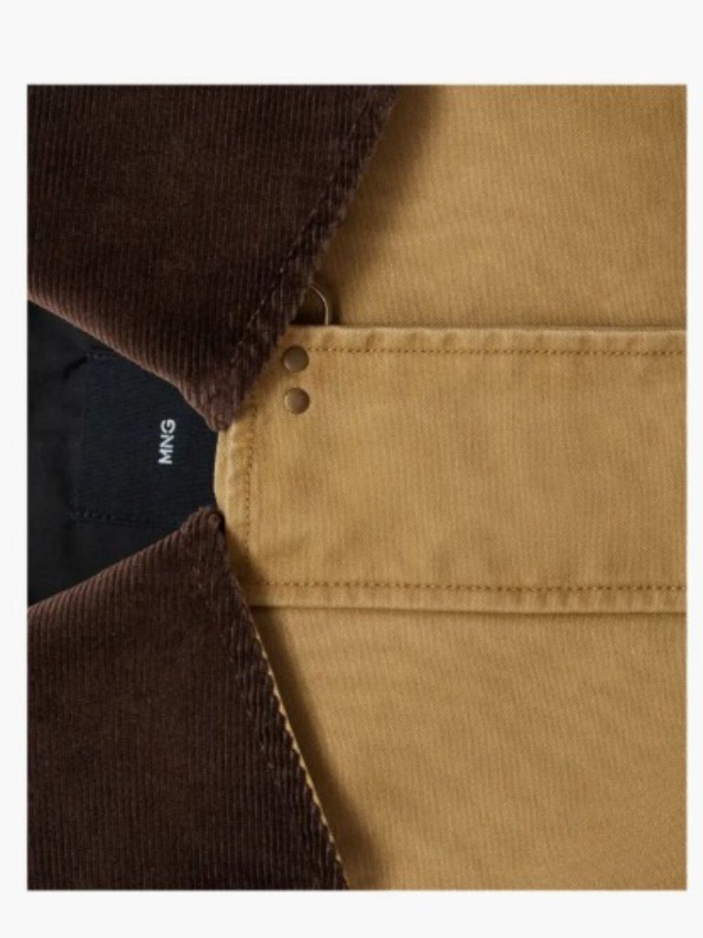MANGO Corduroy Collar Cotton Canvas Barn Coat Tan L - Picture 2 of 16